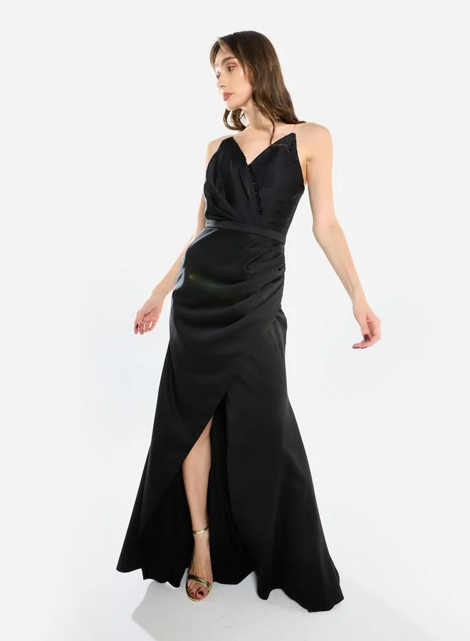 هاوس اوف مودا فستان سهرة طويل بتصميم درابيه